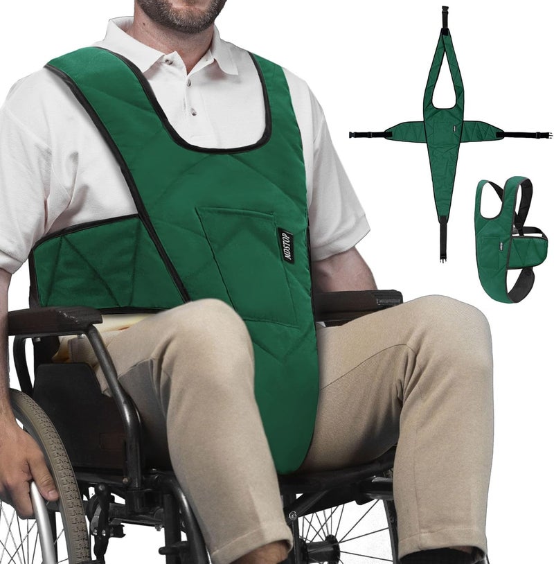 MDSTOP Wheelchair Safety Belt, Anti-Slip Wheelchair Seatbelt, Wheelchair Harness with Adjustable Secure Buckle, Medical Restraints Straps for Seniors Elderly, Patients, Disable (Green) - Image 1